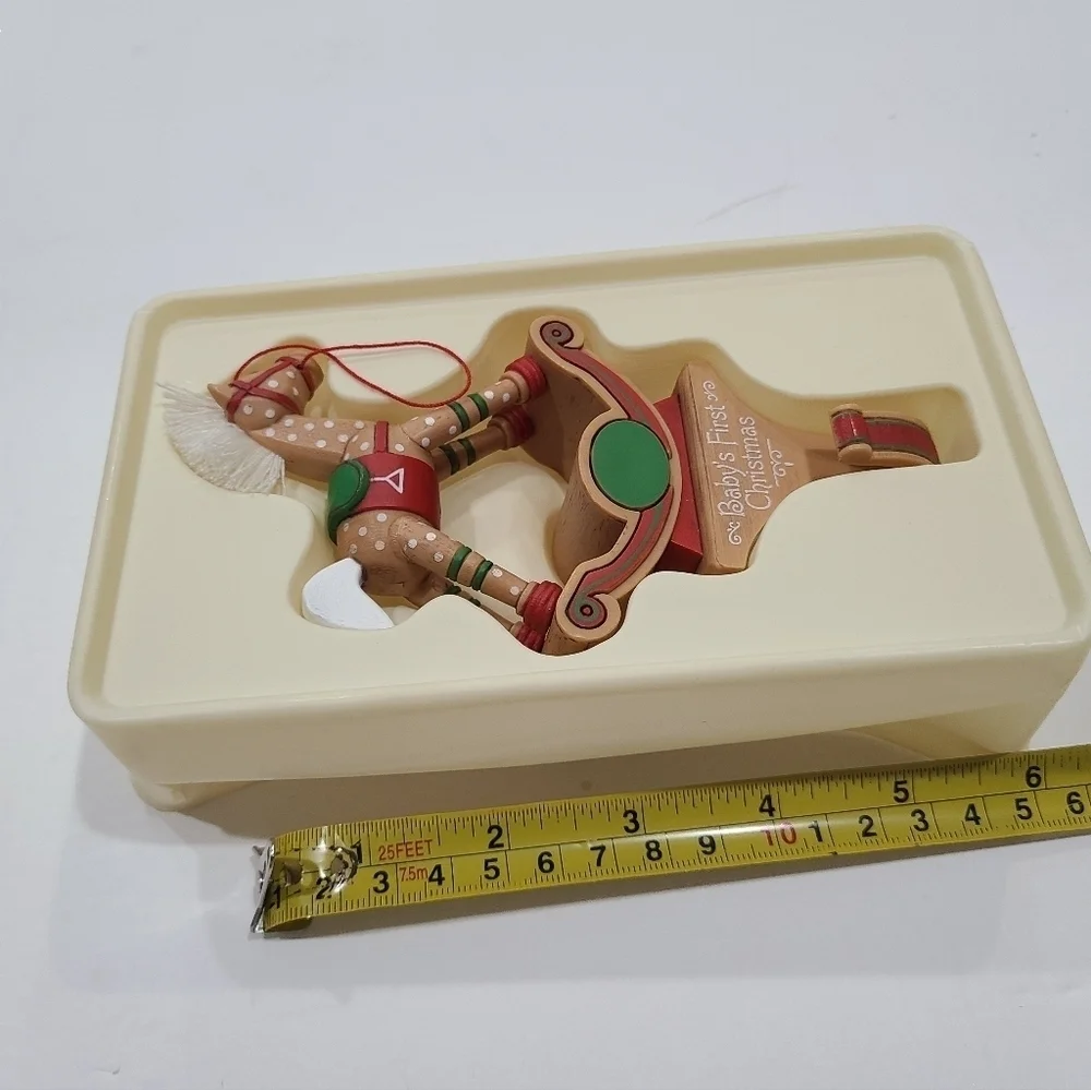 Hallmark Stocking Hanger Baby first Christmas 1984 Rocking Horse